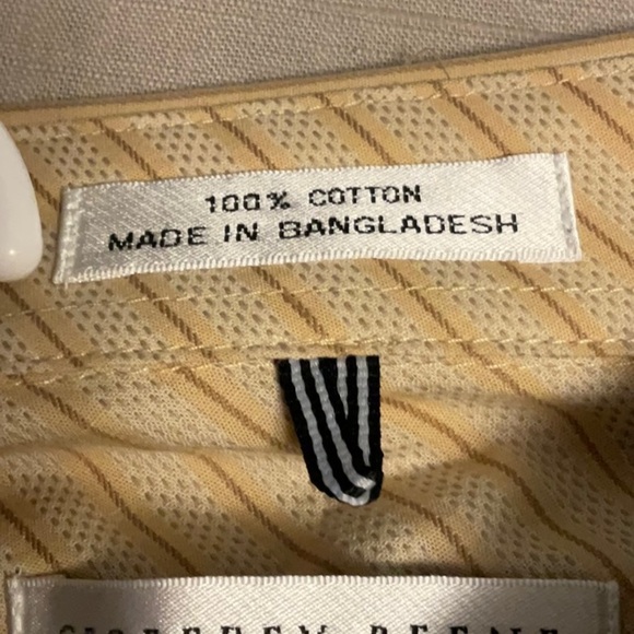 Geoffrey Beene Men's Tan Striped Button Down Shirt - Picture 4 of 6